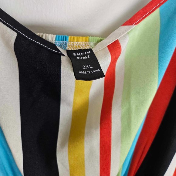 Shein Curve Spaghetti Strap Multi color Stripped long dress, 2XL - Picture 5 of 8